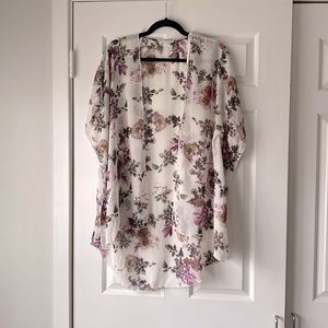 Sheer Open Front Floral Top